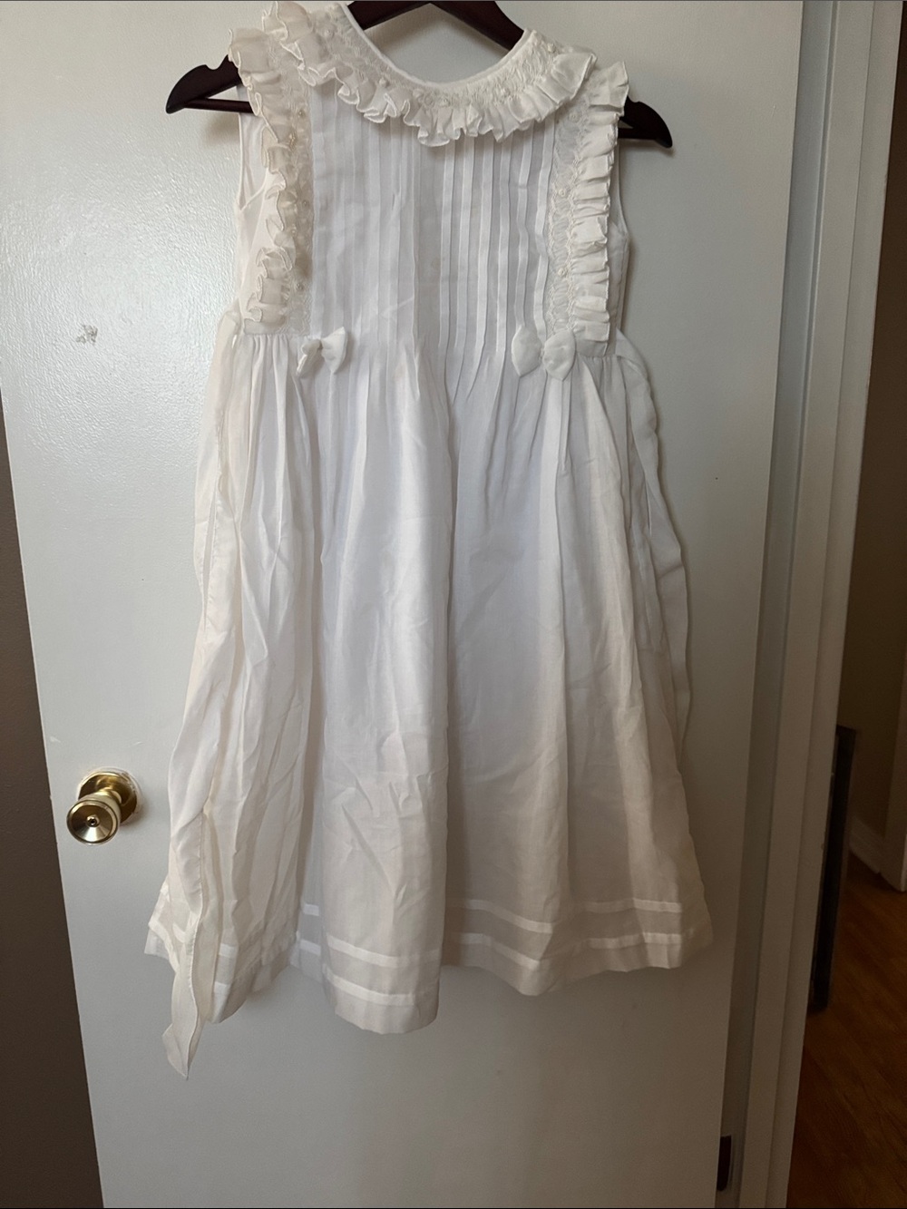 White  Ruffled Pintuck Girls' Formal Dress